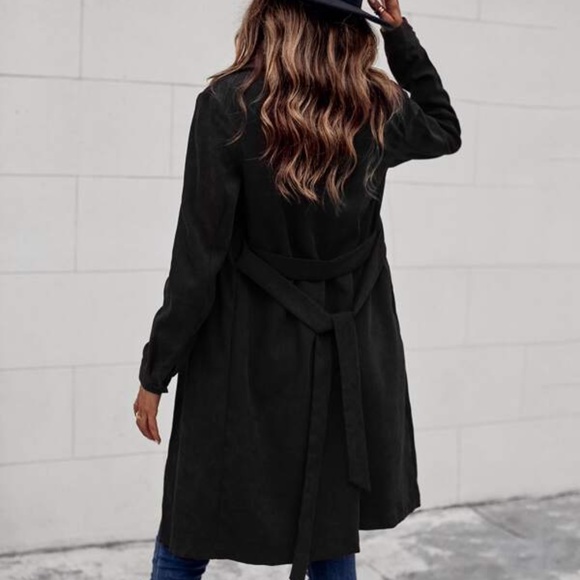 Black Corduroy Double Breast Pocket Jacket Minimalist - Picture 6 of 12